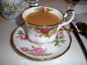 Tea served in an elegant cup and saucer