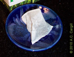 A pyramid-style teabag