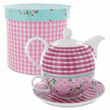 Caprice Gingham Tea for One Set Caprice Gingham Tea for One Set
