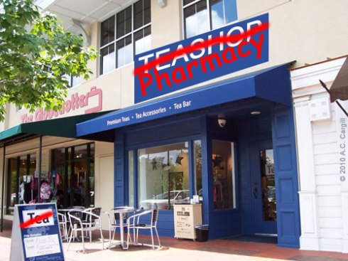 Teashop ... uh, no... Pharmacy ... uh... Teashop ... uh, no... Pharmacy ... uh...