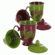 Nouveau Floral Mugs with Infuser - Set of 2