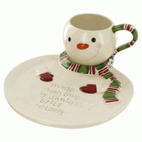 Snowman Plate and Cocoa Cup Set