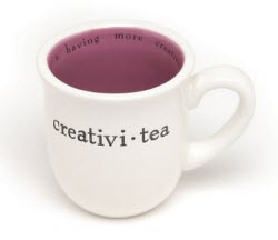 Creativi-tea mug by Mudpie. I avoided the temptation to make this pun myself, but it’s a good one…and accurate too! Creativi-tea mug by Mudpie. I avoided the temptation to make this pun myself, but it’s a good one…and accurate too!