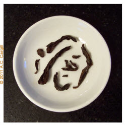 Traditional Shui Xian Oolong leaves after steeping. (Photo source: A.C. Cargill, all rights reserved)