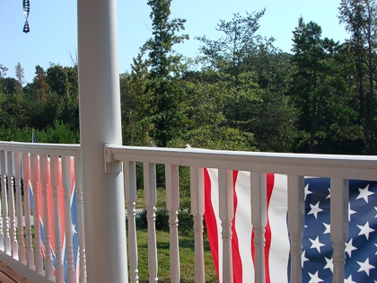 The view from our balcony in early autumn. (Did you know about English Tea Store's "sister" store, US Flag Store, where you can almost any flag under the sun? We love the ones we bought there!) (Photo source: article author)
