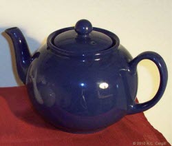 Blue Betty is a hard-working teapot! (Photo source: A.C. Cargill, all rights reserved)