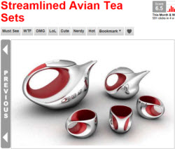 Streamlined Avian Tea Sets (Photo source: screen capture from site)