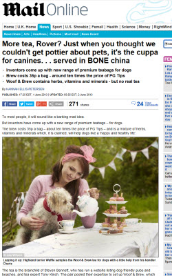 Tea for dogs? Now we've heard it all. (screen capture from site)