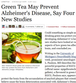 Green Tea May Prevent Alzheimer's Disease, Say Four New Studies (screen capture from site)