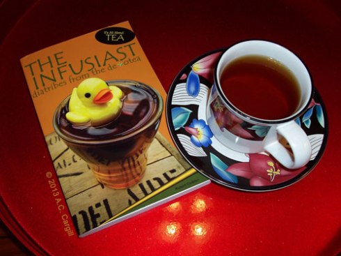 “The Infusiast” — a not-so-serious yet informative tea book! (Photo by A.C. Cargill, all rights reserved)