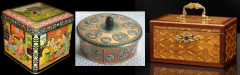 Dutch Tea Tins and Wooden Caddy (Yahoo! Images composite)