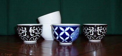 Traditional cups without handles for your gongfu tea time. (Photo by A.C. Cargill, all rights reserved)