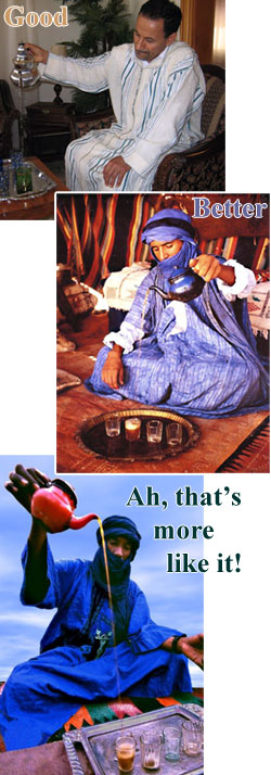 Various images of Moroccan style tea pouring. (From Yahoo! Images)